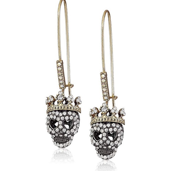 Betsey Johnson Jewelry - Betsey Johnson Pave Skull Earrings “Dark Shadows”